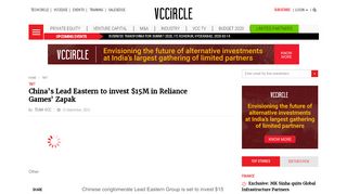 
                            8. China's Lead Eastern to invest $15M in Reliance Games' ...