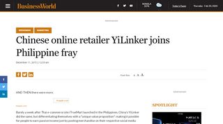 
                            11. Chinese online retailer YiLinker joins Philippine fray | BusinessWorld