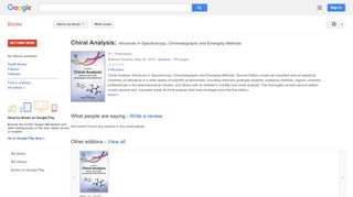 
                            11. Chiral Analysis: Advances in Spectroscopy, Chromatography and ... - Google बुक के परिणाम