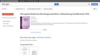 
                            8. Chirurgische Briefe Aus Den Kriegs-Lazarethen in Weissenburg Und ...