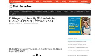 
                            12. Chittagong University (CU) Admission 2018-19 | www.cu.ac.bd