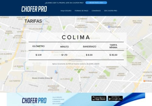 
                            6. Chofer PRO - Para que viajes seguro - Tarifas Colima