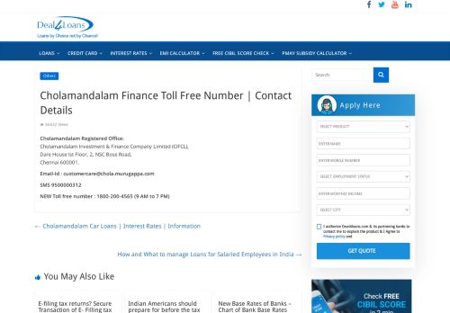
                            10. Cholamandalam Finance Toll Free Number | Contact Details ...