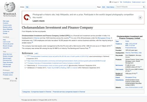 
                            12. Cholamandalam Investment and Finance Company - Wikipedia