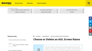 
                            6. Choose or Delete an AOL Screen Name - dummies