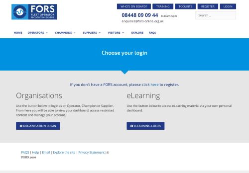 
                            2. Choose your login - FORS - Fleet Operator Recognition Scheme