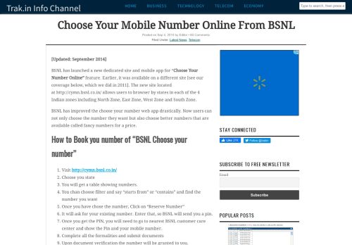 
                            9. Choose Your Mobile Number Online From BSNL - Trak.in