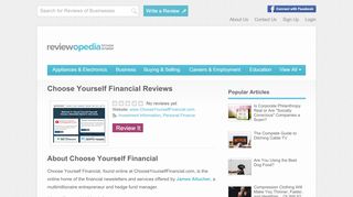 
                            8. Choose Yourself Financial Reviews - Legit or Scam? - Reviewopedia