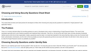 
                            11. Choosing and Using Security Questions Cheat Sheet - OWASP