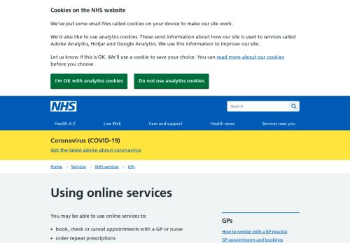 
                            8. Choosing your GP online service - NHS