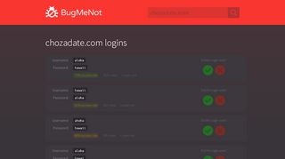 
                            5. chozadate.com passwords - BugMeNot
