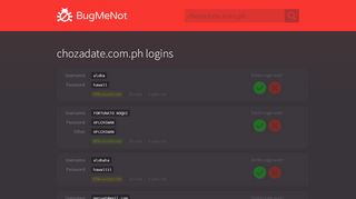 
                            6. chozadate.com.ph passwords - BugMeNot