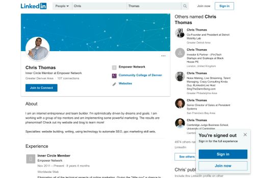 
                            10. Chris Thomas - Inner Circle Member - Empower Network | LinkedIn