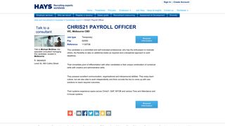
                            10. Chris21 Payroll Officer 1130736 | Australia recruitment | Hays