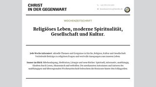 
                            5. CHRIST IN DER GEGENWART - Zeitschrift für Religion, Glaube ...