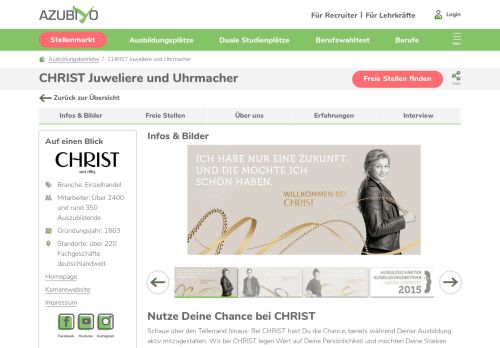 
                            10. CHRIST Juweliere und Uhrmacher als Ausbilder: Ausbildungsplätze ...