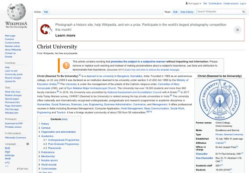 
                            6. Christ University - Wikipedia