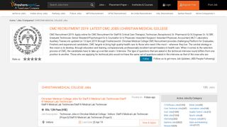 
                            13. Christian Medical College Recruitment 2019 (Jobs, Vacancies) Latest ...