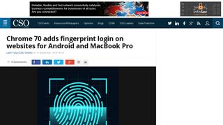 
                            4. Chrome 70 adds fingerprint login on websites for Android and ... - CSO