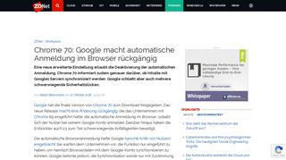 
                            1. Chrome 70: Google macht automatische Anmeldung im Browser ...