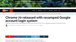 
                            8. Chrome 70 released with revamped Google account login system ...