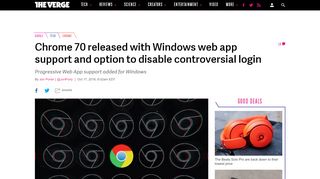 
                            13. Chrome 70 released with Windows web app support and ... - The Verge