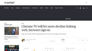 
                            12. Chrome 70 will let users decline linking web, browser sign-in - Engadget