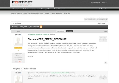 
                            3. Chrome - ERR_EMPTY_RESPONSE | Fortinet Technical Discussion Forums