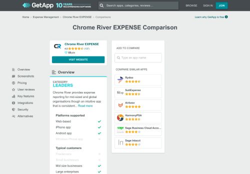 
                            5. Chrome River EXPENSE Comparison with Similar Apps | GetApp®