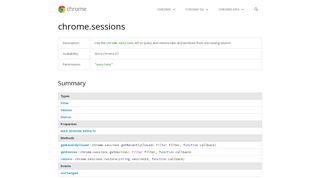 
                            2. chrome.sessions - Google Chrome - Chrome: developer