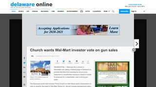 
                            11. Church wants Wal-Mart investor vote on gun sales