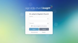 
                            10. ChurchInsight | Sign in - St Julian's Baptist Church