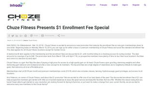 
                            13. Chuze Fitness Presents $1 Enrollment Fee Special - GlobeNewswire