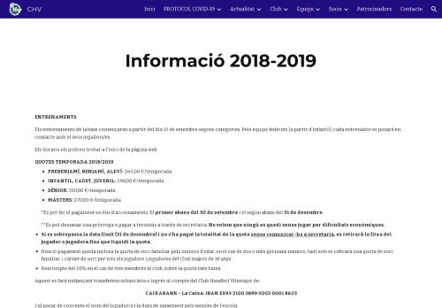 
                            12. CHV - Informació 2018-2019