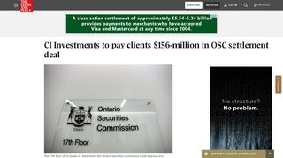 
                            6. CI Investments to pay clients $156-million in OSC settlement deal ...