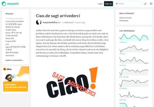 
                            2. Ciao.de sagt arrivederci — Steemit