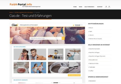 
                            4. Ciao.de - Test und Erfahrungen - Paid4-Portal.info