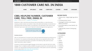 
                            9. CIBIL Helpline Number, Customer Care, Toll Free, Email ID