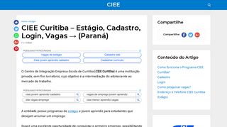 
                            5. CIEE Curitiba – Estágio, Cadastro, Login, Vagas → (Paraná)