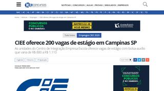 
                            10. CIEE oferece 200 vagas de estágio em Campinas SP - JC Concursos