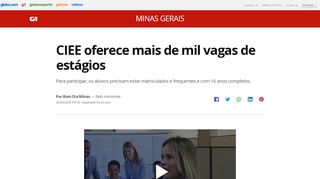 
                            9. CIEE oferece mais de mil vagas de estágios | Minas Gerais | G1