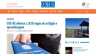 
                            10. CIEE-RS oferece 1.878 vagas de estágio e aprendizagem - Jornal O Sul