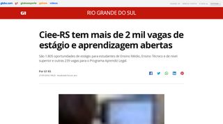 
                            5. Ciee-RS tem mais de 2 mil vagas de estágio e aprendizagem abertas ...