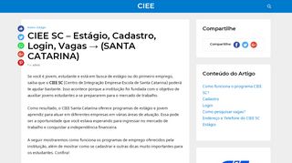 
                            8. CIEE SC – Estágio, Cadastro, Login, Vagas → (SANTA CATARINA)