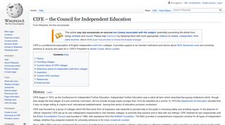 
                            9. CIFE – the Council for Independent Education - Wikipedia