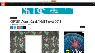 
                            4. CIFNET Admit Card / Hall Ticket 2018 | AglaSem Admission