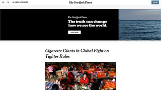 
                            12. Cigarette Giants in Global Fight on Tighter Rules - The New York Times
