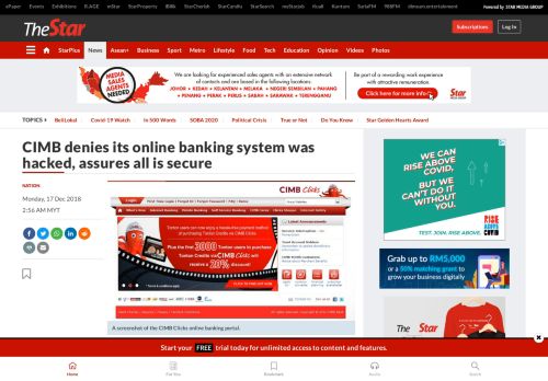 
                            8. CIMB denies its online banking system was hacked, ...