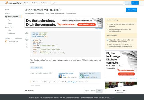 
                            12. cin>> not work with getline() - Stack Overflow