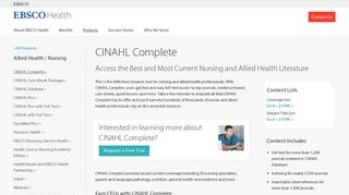 
                            2. CINAHL Complete | Full-Text Nursing Journals | EBSCO | EBSCO ...